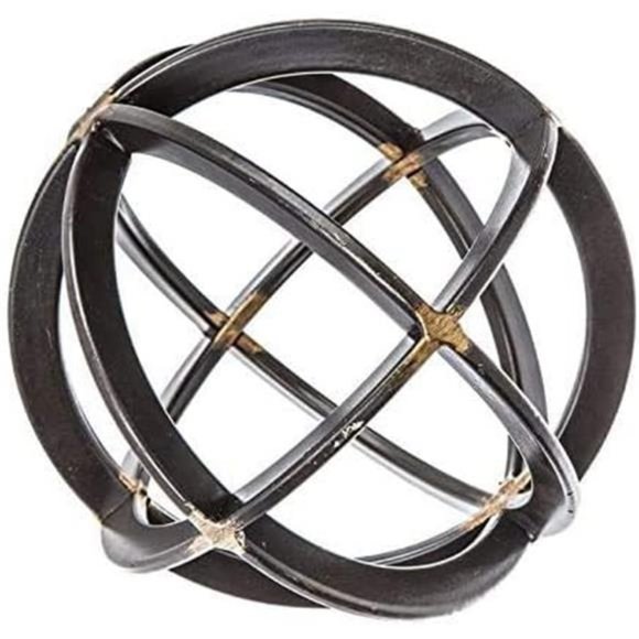 Metal Decorative Sphere for Home Decor - Black & Gold, Hand Painted,Modern Decor - Picture 1 of 6